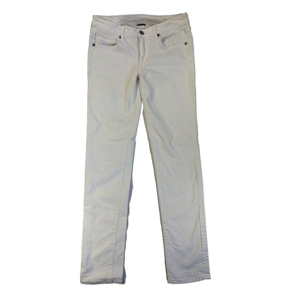 American Eagle Women's‎ 6 Long White Skinny Jeans Capsule Spring Preppy Neutral